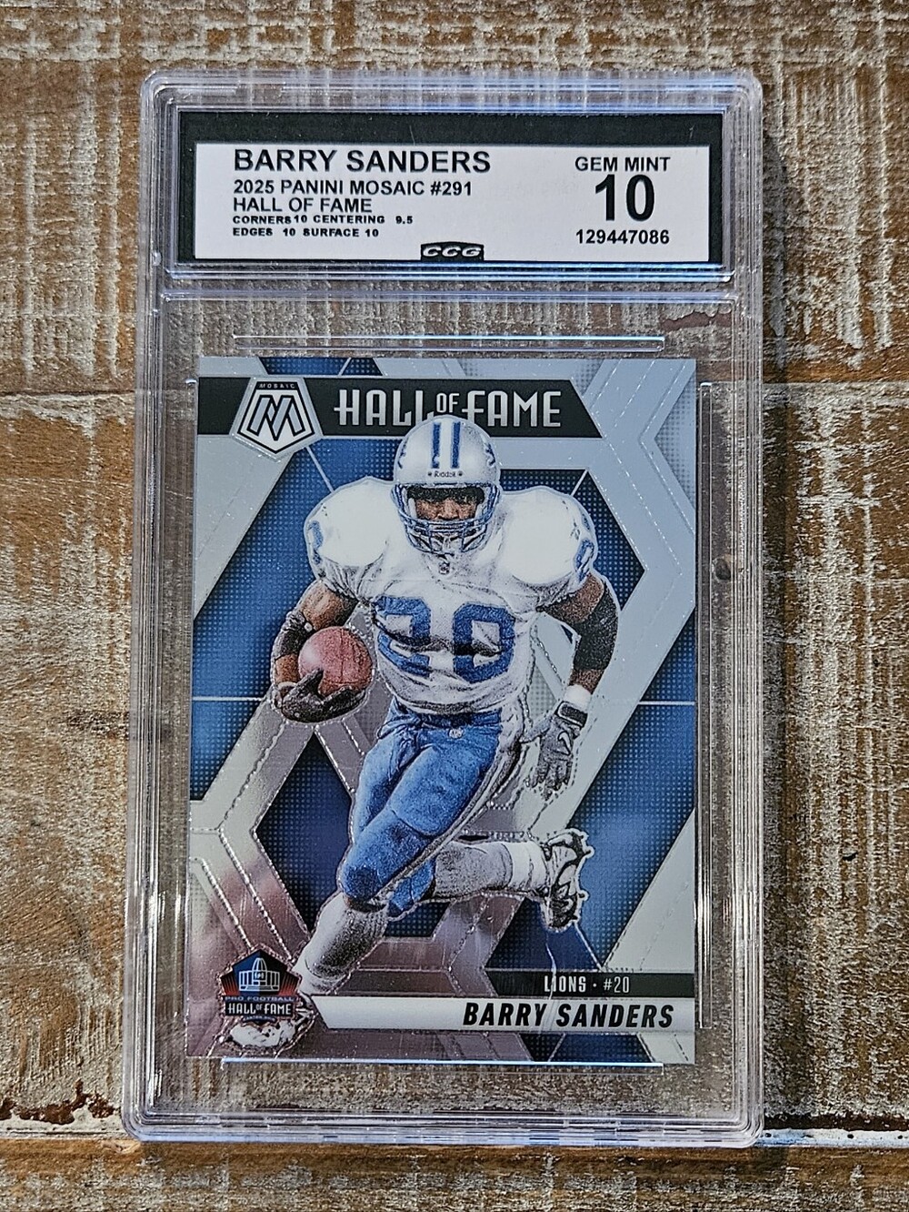 GEM MINT |Panini 2025 Mosaic Barry Sanders Hall of Fame #291 Lions CCG Graded 10